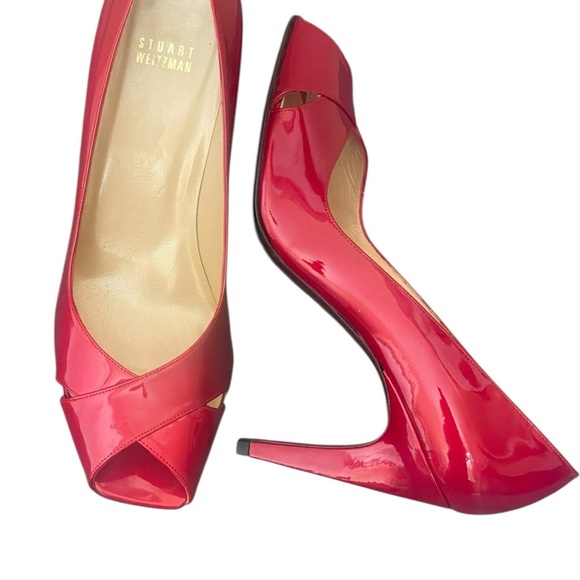 STUART WEITZMAN Red Patent
Leather Peep Toe Slip On size 10M - Picture 2 of 13
